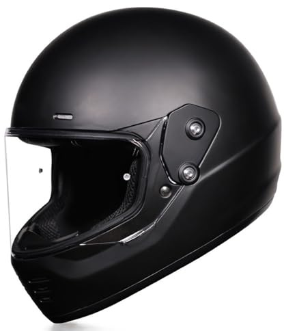 Caikbms Casco Integral Motocicleta Vintage, Casco Todoterreno con Certificación ECE para Ciclomotor Cruiser Chopper Street Bike Cafe Racer A,Large