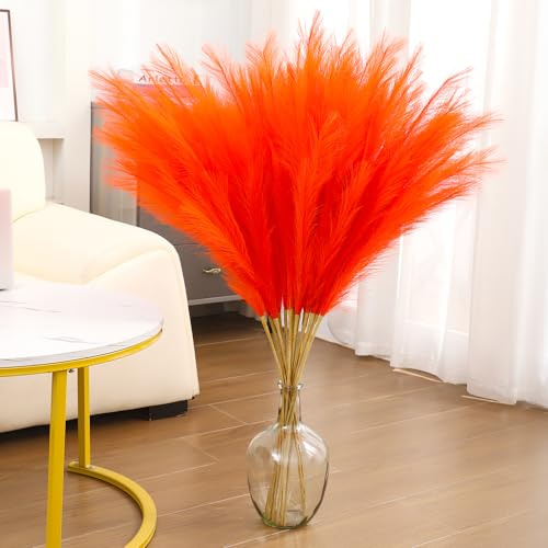 Wttisel Erba della pampa arancione alta 109,2 cm, 8 pezzi, finta erba della pampa decorativa