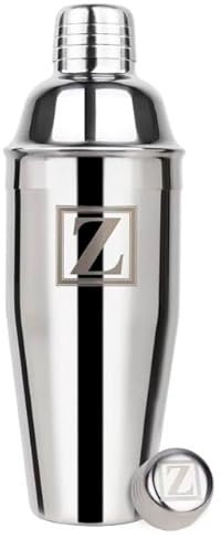 Lexenic Coctelera de 680.4 g, diseño de iniciales de monograma, coctelera de martini, coctelera de acero inoxidable 304 para margarita, mojito, regalo personalizado perfecto para amigos, maridos, Z
