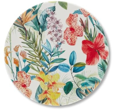 Lot de 2 assiettes plates en mélamine Motif floral tropical Garden Touch-Mel Emporio Zani