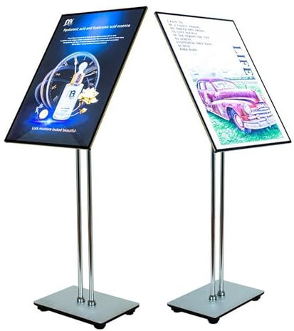 FXNFXLA LED-Plakatständer, Bodenstehender Schilderhalter, Beleuchteter Schilderhalter, Verstellbarer Schilderständer Aus Aluminium, Menüanzeige-Hinweisständer, Leuchtkasten-Werbetafel