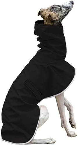 Haustiermantel, italienische Windhund-Kleidung, Whippet-Mantel, Winter, verstellbare Windhund-Kleidung, Winter-warme Fleece-Kleidung, warme Jacke für Hunde,XXL,Black