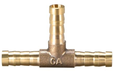TOP-VIGOR 2Pcs 6mm Brass Barb Splicer Fitting, 3 Ways T-Shaped Fuel Hose Barbed Connector, Garden Tube Barbed Splitter Fitting for Water Fuel Gas Air Oil