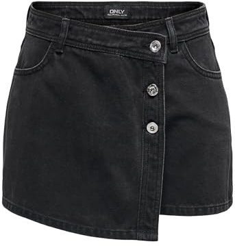 Only Onllesly Reg Lb DNM Bj Noos Mini Denim Wrap Skort, Nero delavé, M