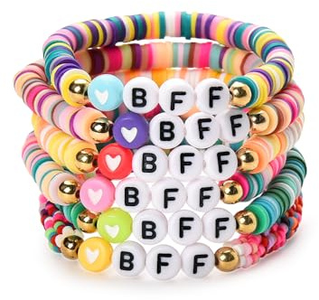 ShiQiao Spl Best Friend Friendship Gifts for Women BFF Surfer Bracelets for Girls Bestie Birthday Christmas Gifts for Friends Stretch Beaded Bracelet Set for Best Friends 6 Pcs