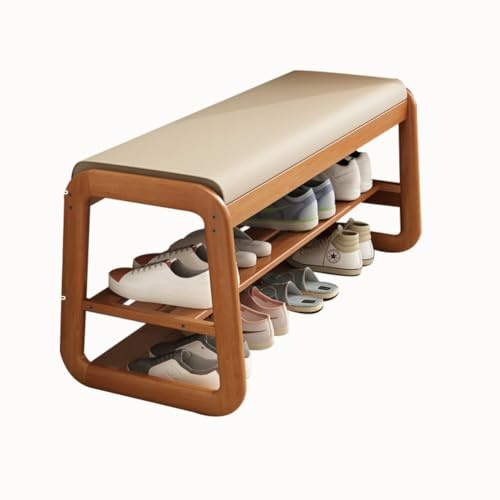 DODOBD Schuhbank aus Bambus,Schuhregal Flur Holz,Schuhbank mit Sitzfläche,Shoe Rack with Seat,Garderobenbank mit Stauraum,Schuhschrank mit Sitzbank,Für Eingangsbereich,50/80/100CM