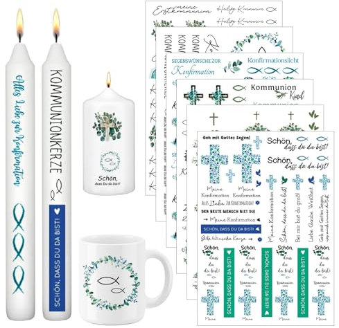 Candle Tattoos Communion, Pack of 6 A5 Candle Foil Communion, Confirmation Candle Film, Candle Tattoo Water Transfer Printing, DIY Candles Tattoo Decoration, for Confirmation or Christening