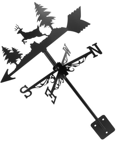 Yardwe 2st Windfahne Messgerät Gartenwindmühlen-Spinner Windsäcke Thermometer REH Wetterfahne Gartenverzierung Schwimmbad Hohler Windrichtungsanzeiger Gans Im Freien Eisen Black