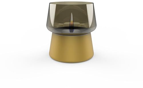Tenderflame - Amaryllis, nachfüllbare Tischkerze aus 14-farbigem Glas, Gold/Champagner