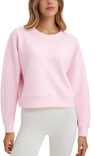 CRZ YOGA Dam SoftAura Crewneck Sweatshirt Långärmad Träningströja Casual Enkla Hösttoppar Strawberry Pink M