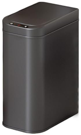 Bote automático de basura de acero inoxidable en lata de basura, lata de basura suave y cerrada con toque sin toque con forro interno, moderna contenedor de basura de metal estrecho para baño,