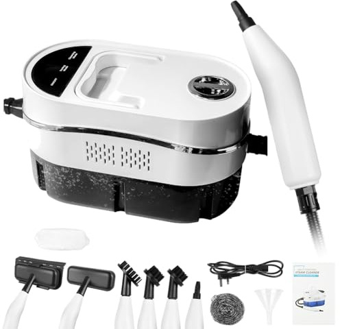 Vicloon Steam Cleaner, Handheld Steam Cleaner for Home with Blue Light Antibacterial, 2-Garde Adjustable Handle, 1200ML/2500W High Power, Steamer with 5 Brush for Window, Kitchen, Tile, Floor