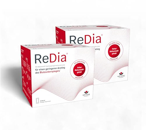 ReDia® Ballaststoff-Drink - 2x30 Beutel - Ballaststoffe für einen geringeren Blutzuckeranstieg nach dem Essen* - alltagstauglich, 1x täglich, vegan, glutenfrei, zuckerfrei, laktosefrei