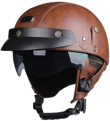 Casco Jet Moto Caschi Motorino Vintage, Scooter Moto Casco, Caschi Cromwell Moto Omologato DOT/ECE Casco Per Adulti Per Moto Chopper Scooter Motorino Per Adulti Uomini Donne