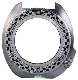 XTINKOPW Montre de plongée en Acier 6105, boîtier de Montre de plongée, Compatible avec Le Mouvement NH35/36, Montre Super Lumineuse et étanche(Steel-Black)