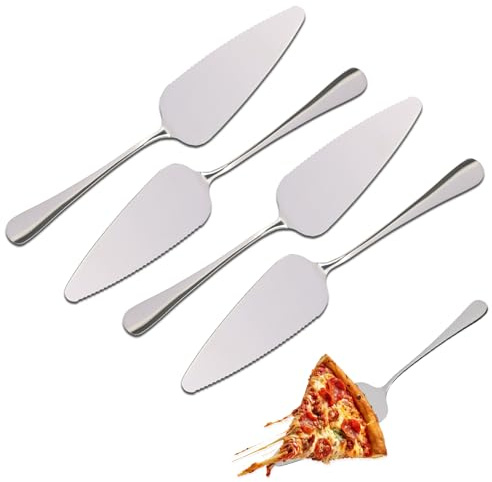 Hawpasy Lot de 4 pellesServeur à gâteaux, 23cm Service à Pizza en Acier Inoxydable, lasagnes et pâtisseries Compatible Lave Vaisselle Design élégant argenté