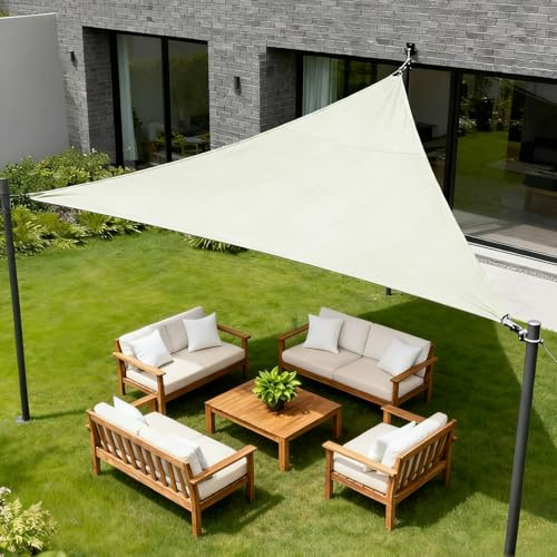 HENG FENG Tenda a Vela Triangolare 3x3x4,25m, Beige | Vela Ombreggiante Impermeabile, Protezione UV 95%, tessuto Oxford resistente, per Esterno, Giardino & Terrazza, con Corda