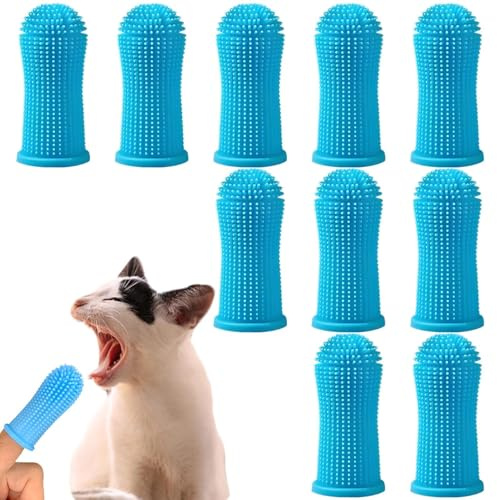 Zahnbürste Hund, 10 Stück Silikon Fingerzahnbürsten, 360° Haustier Zahnbürste Set Tierzahnpflege Welpen Zahnreinigung Kit Weiche Bürsten für Hunde Katzen Kleintiere