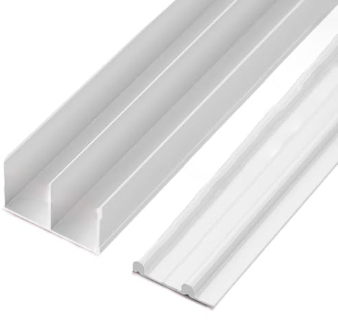 Serenitison Doppelte Schiene TüR Schiebe Moving Track,Aluminiumlegierung,SchiebetüRs Schiene,SchiebetüRsystem Gleitschiene,Schiebetürschiene,für Schranktüren,Badezimmer,für Türstärken von 15–18mm