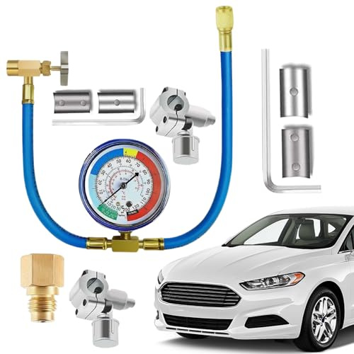 JIEBWCHA Kit De Recharge Pour Climatisation | Kit De Recharge AC,Ensemble Tuyau Avec Valve Perçage Et Embout Pour Gaz Réfrigérant Maintenance Entretien Saisonnier Atelier Domicile Utilisation