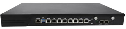 1U Firewall Appliance with Redundancy Power, PFSense, OPNsense, VPN, Network Rackmount, I7 7700, RJ10, 8 x 2.5GbE LAN, 2 x SFP+ 10GbE 82599ES, 4G RAM, 32G SSD