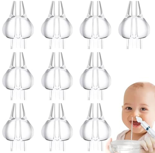 YUPZAR 10 Piezas Adaptadores Silicona para Jeringa Lavado Nasal Bebe - Cabezal Universal de Repuesto Jeringas Nasales Estándar - Punta Boquilla de Enjuague Nasal Esterilizabl - Desde los 4 Meses