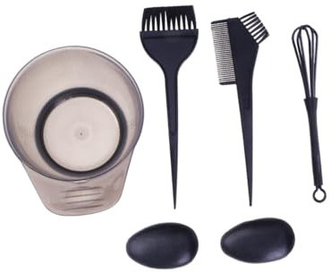 VILLFUL Kit de Teinture Capillaire Maison en Plastique Bol Noir, Pinceau Doux et Peigne, Ensemble Lavable pour Coloration sans Dégâts, pour Coiffure DIY Couleur Aléatoire