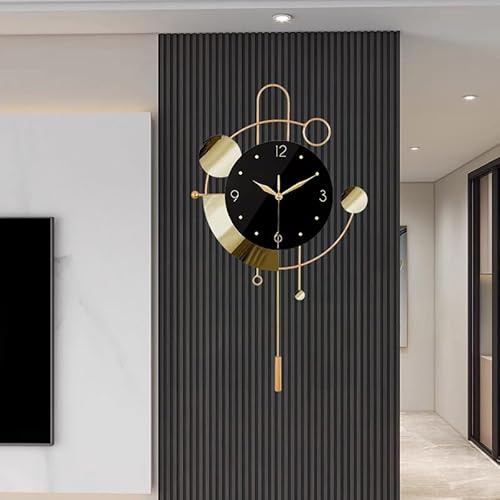 Wanduhr mit Pendel, geräuschlos, nicht tickend, batteriebetrieben, moderne große Wanduhren für Wohnzimmer, Schlafzimmer, Bauernhaus, Büro, Küche, Wanddekoration für zu Hause – 13,3 * 22,4 Zoll