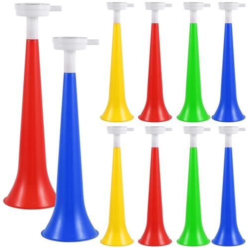 TOYANDONA 10 Trompetas de Plástico para Niños: Cuernos Coloridos para Fiestas, Juegos Deportivos, Animaciones Y Cumpleaños (colores Aleatorios)