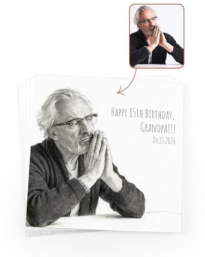 Individuelle Servietten mit Ihrem Foto, schwarz-weiße Linienkunst, personalisierte Cocktail-Servietten für Hochzeit, Geburtstag, Jahrestag, 2-lagige Papierservietten für Getränke und Party-Dekoration