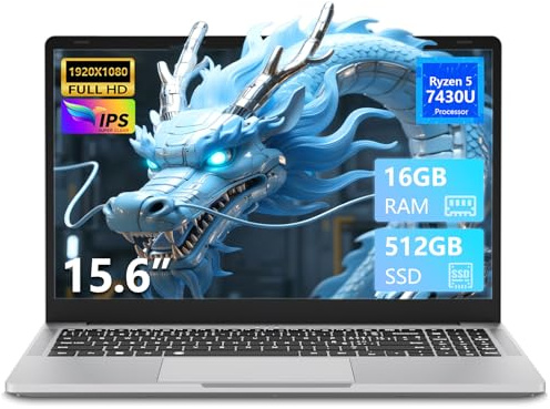 Txxren 15.6 inch Laptop Ryzen 5 7430U, Laptops 16GB RAM 512GB SSD Radeon Graphics, Notebook with FHD IPS, Type-C, USB3.0, HDMI, Digital backlit keyboard, Win11 Laptops Computer