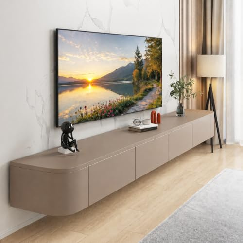 FGNIXLN TV Lowboard Hängend,120-300 cm Moderner TV Schrank Fernsehschrank für das Wohnzimmer Geeignet für das Wohnzimmer und Schlafzimmer (Khaki,200CM)