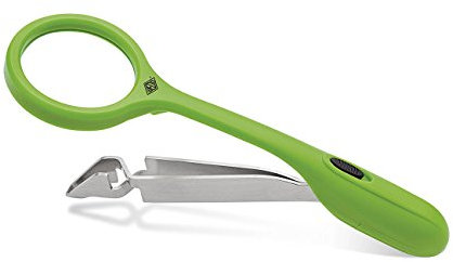 Wedo 271791211 Zeckenzange Quickex (mit Lupe und LED-Licht, Metallgreifarm) grün