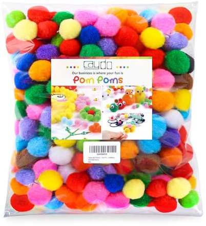 Caydo 240 Pieces 2.5cm Pom Poms for Crafts, Assorted Colour Craft Pompoms Balls for Kids Creative Arts Projects and Home Decorations