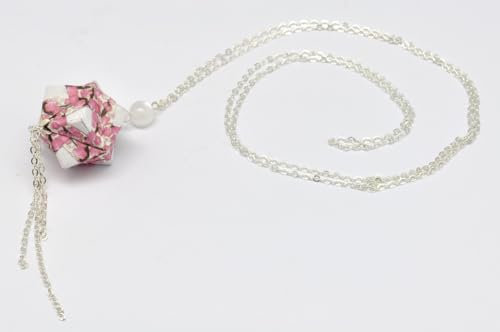 The cocotte Collier sautoir papier Origami Boule Rose