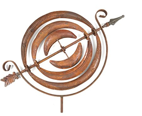 Metall Windrad 'drehende Kreise' - massives Windspiel Windmühle für den Garten - wetterfest und standfest - mit besten Kugellagern - aus Vollmetall mit Edelrost-Patina – Höhe 171 cm