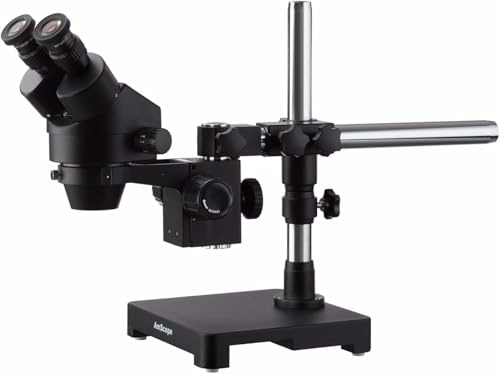 AmScope 7X-45X Black Stereo Zoom Microscope with Single Arm Boom Stand