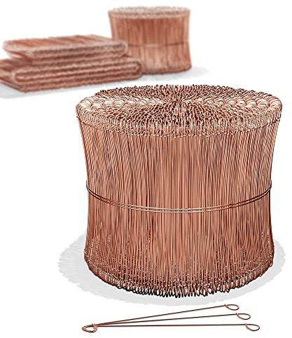 Heimfleiss® Liens à boucle 1,0 x 100-160 mm (1000 pcs.) - Fil d'attache cuivré - Fil à œillet pour tordeuse & pince à tordeuse - Fermeture de sac en fil métallique