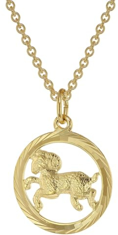 trendor Sternzeichen Widder Gold 333 Anhänger Ø 16 mm + Halskette 75940-04 | Tierkreiszeichen, eleganter Halsschmuck aus Echtgold für Damen,