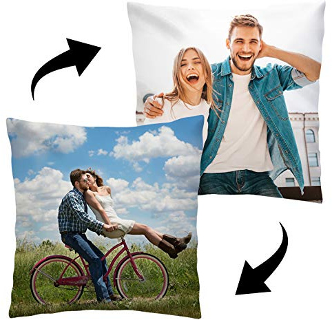 Ferocity Coussin réversible avec Photo personnalisé (45x45) Personnalisable avec la Photo ou Le Texte de Votre Choix oreillers hypoallergéniques, Oreiller réversible [091]