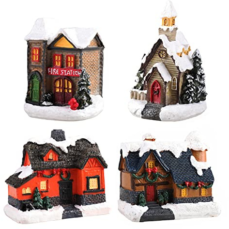 Bseical Led Weihnachtsdorf HäUser, Weihnachtsdorf Mit Beleuchtung, Weihnachtsdeko Weihnachtswelt, Beleuchtetes Weihnachtshaus Weihnachtsdeko Schneehaus,Nachtlicht FüR Kinder, (Farbe, KLMN)