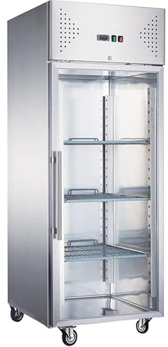 Stalwart DA-F650VGLASS Commercial Freezer Upright Cabinet 685 litres Stainless Steel Single Glass Door GN2/1 Ventilated Cooling
