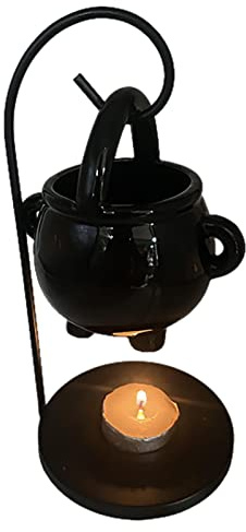 Lecerrot Brûleur À Cire pour Chaudron Suspendu, Photophore Bougeoir Brûleur À Huile, Support pour Bougie Chauffe-Plat, Diffuseur D'arôme Noir Bougie Chauffe-Plat, pour La La Maison, Chambre