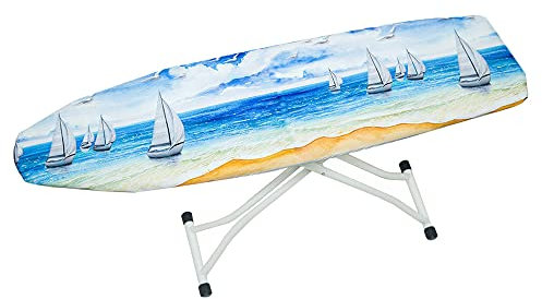 Treer Baumwollbezug Bügelbrettbezug für Dampfbügeleisen mit 4 Clips Bügeltischbezug Weich Komfort Polster Bezug für Bügeltischbezug mit Kordelzug (140x50cm,Schloss am Strand)