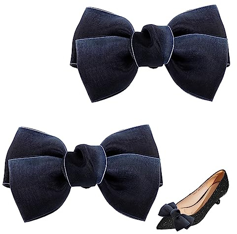 AHANDMAKER 1 par knutskospänne, avtagbara skoklämmor, elegant polyester brud sko spänne sko berlocker dekoration för klänning med hög klack hatt, svart