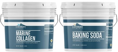 Earthborn Elements Baking Soda & Marine Collagen Bundle, 1 Gallon Buckets, Supplements & Cleaning, Versatile Bundle