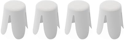 Alice's Home - Set de 4 tabourets empilables Blancs. Bouclette texturée. Niki. Ø30 / 44 x H46cm