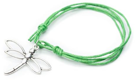 Miniblings Bracelet Libellule Pendentif Porte-Bonheur Libellule Insecte Vert réglable Argent