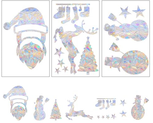 Nexoria Weihnachten Fensterbilder, 3 Blatt Schneeflocken Fensterbilder Weihnachten Prism Fenster Abziehbilder Fenstersticker Weihnachten Fenster Glas Weihnachtsdeko