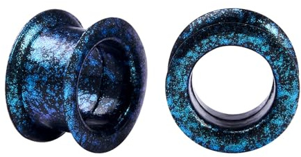 Longbeauty 1 Paar Silikon Ohrpiercing Ohr Tunnel Flesh Expander Stretcher Earlets Plug Gauges Double Flared Hart für Ohrläppchen, Schwarz/Blau, 12MM